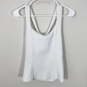 CARBON38 White Ribbed Tank Size Women’s Size Medium Twist Back Strap